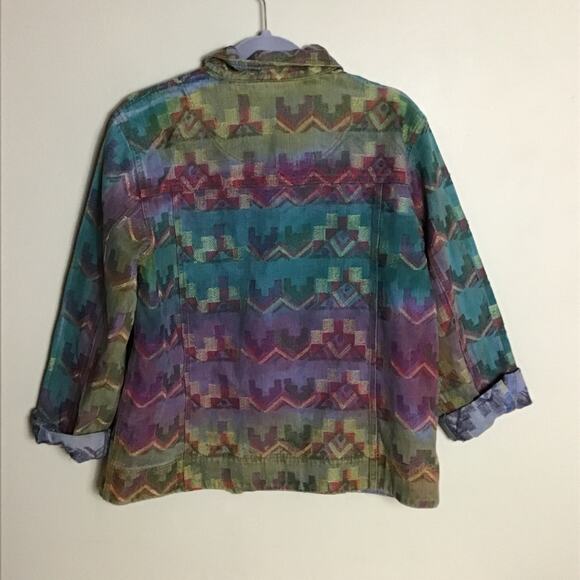 Chico’s  Women Vintage Y2K Western Ombré Print Cotton Jacket  Sz. 2 Sz. 12 EUC - Picture 3 of 11